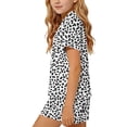 thumbnail image 7 of Girls 2 Piece Outfits Summer Lapel Printed Button Short Sleeve with Shorts Set Loungewear with Pockets Black 5-6Years, 7 of 7