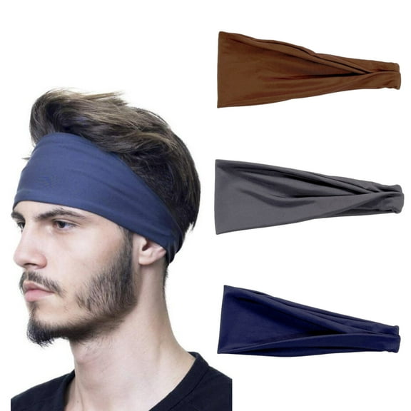 3 Pack Headbands for Men, Sports Mens Headband for Men & Women,Sweat Wicking Head Band Sweatbands for Running Gym Training Tennis Basketball Football, Unisex Hairband
