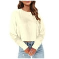 thumbnail image 1 of SNKSDGM Hauts à Manches Longues pour Femmes 2026 Hauts d'Entraînement à Manches Longues pour Femmes Grande Taille Mode Femmes Décontracté Uni Col Rond T-Shirt Court à Manches Longues Haut m, 1 of 5