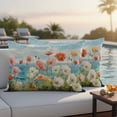 thumbnail image 2 of Outdoor Pillow Cover Pink White Flowers Set of 2 Waterproof Throw Pillowcases Ocean Oil Painting Decorative Patio Furniture Pillows for Couch Garden Indoor & Outdoor Use, 2 of 9
