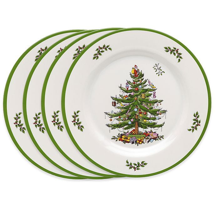 Spode Christmas Tree Square Scalloped Dinner Plate 10.5