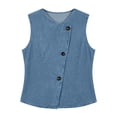 thumbnail image 7 of Husipze Denim Vest for Women Sleeveless Strechy Jean Tank Top Button Down Crewneck Fitted Trendy Casual Summer Waistcoat Light Blue XXL, 7 of 7