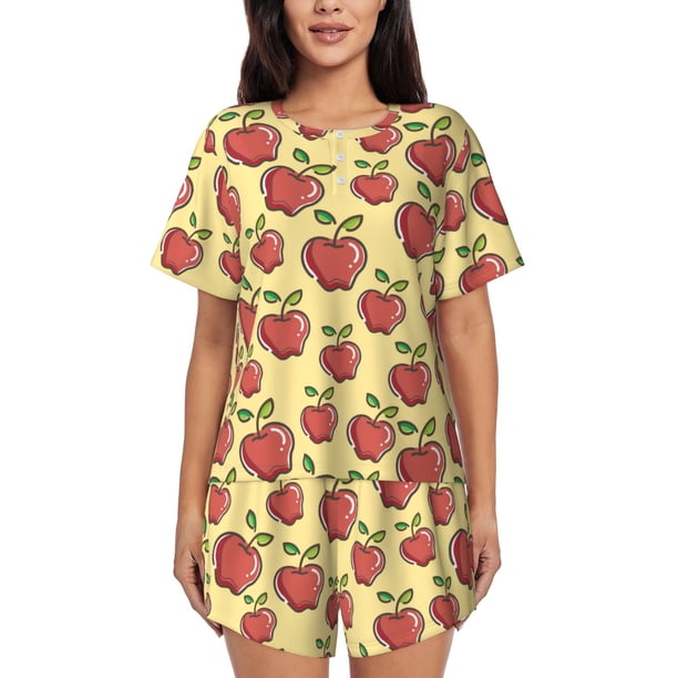 Fotbe Fruit Conjunto de Pijama Estampado para Mujer, 2 Piezas, Ropa de Dormir con Camiseta de Manga Corta y Shorts Suaves-Large