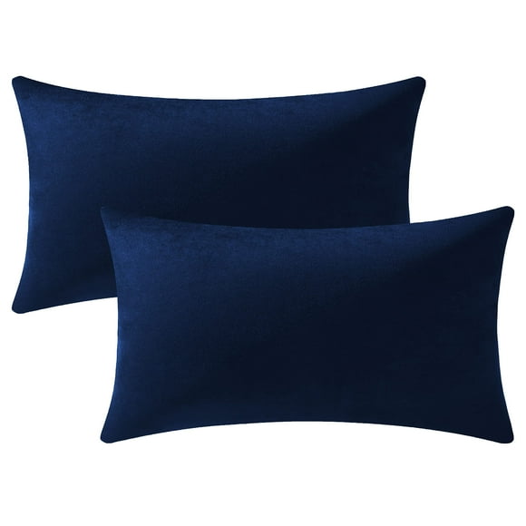 Funda de almohada DEZENE de terciopelo azul marino de 30 x 50 cm para sofá, paquete de 2