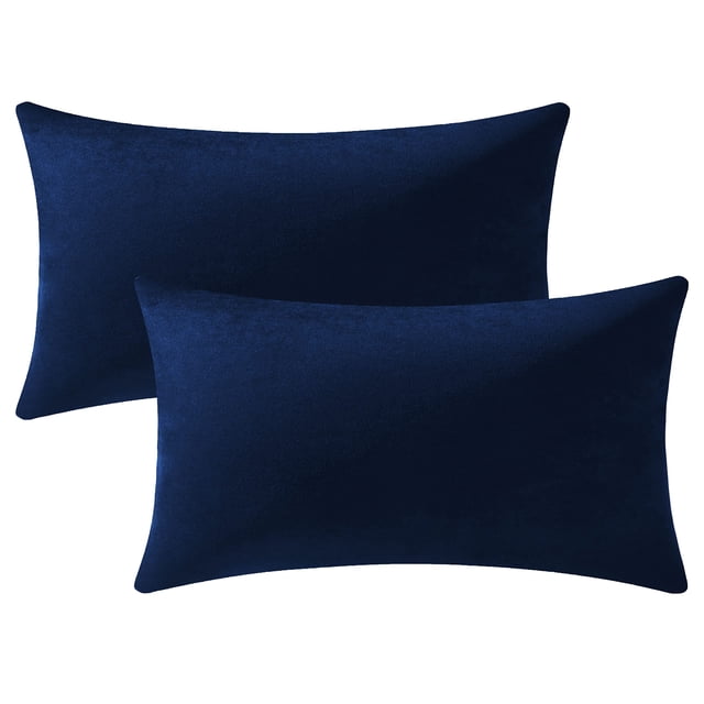 Funda de almohada DEZENE de terciopelo azul marino de 30 x 50 cm para sofá, paquete de 2