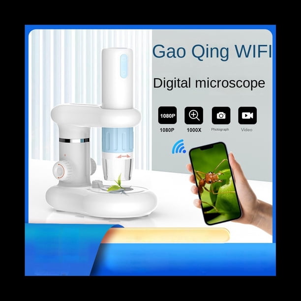1080P WIFI Microscopio Digital 50X-1600X Microscopio InaláMbrico PortáTil con Soporte de Luz LED Dual PC Computadora TeléFono