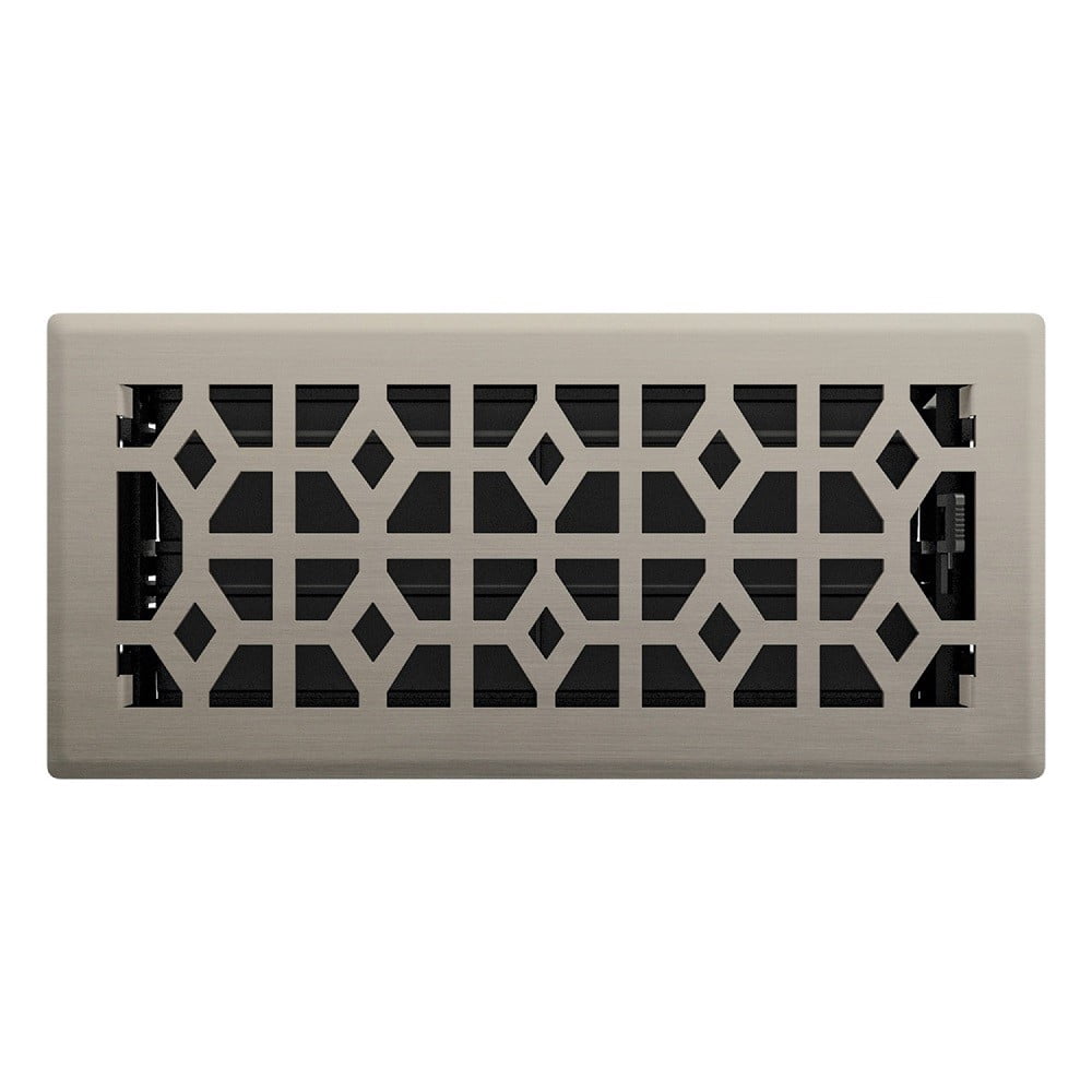 Imperial RG3396 Brushed Nickel Templar Design Louvered Floor Register - 4inch x 12inch Duct Opening