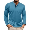 thumbnail image 2 of XUANTAOO T Shirts for Man Long Sleeve Button Down Crew Neck Henley Shirt Lightweight Light Blue Shirts with Button Mens Clothing, 2 of 6