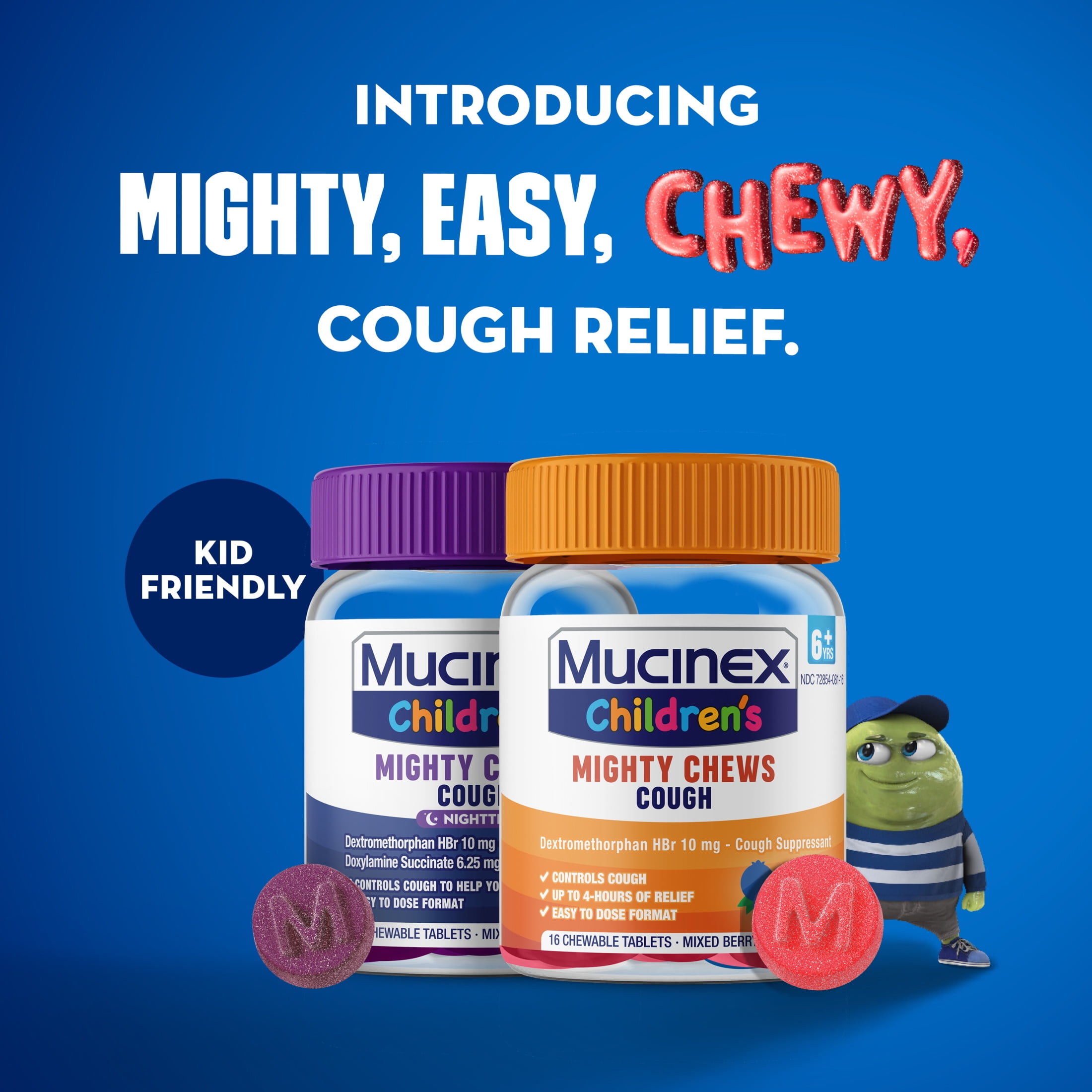 Mucinex Children's Mighty Chews Cough Relief chewable tablets, Mixed Berry Flavor, Combo Pack