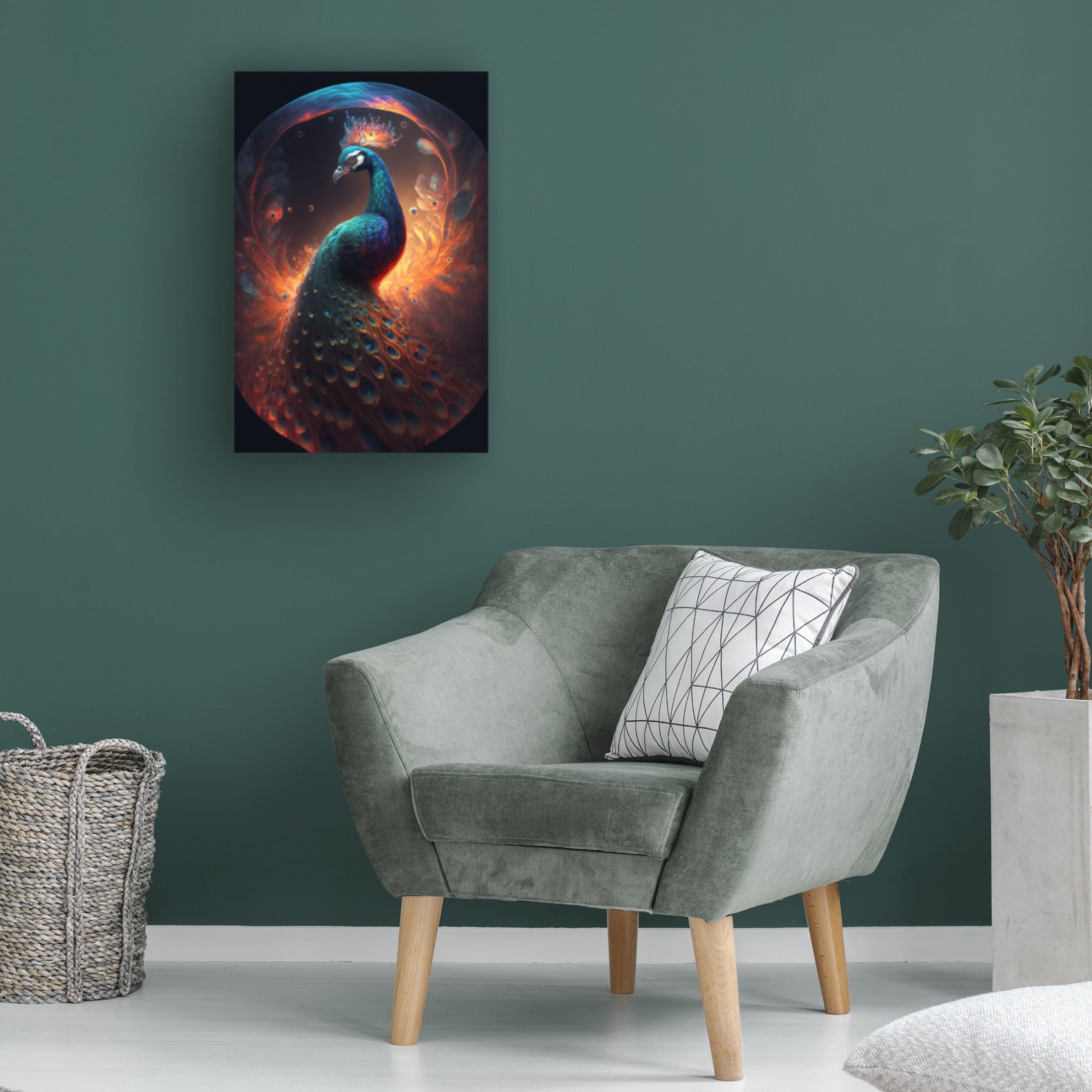 Canvas Wall Art - Ray Heere 'Proud Peacocks 17' Wall Art for Living Room, Bedroom, or Office Décor by Trademark Fine Art - 12 x 19 Inches