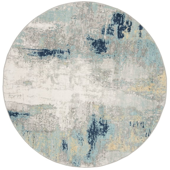 SAFAVIEH Jasper Alvina Abstract Overdyed Area Rug, Grey/Gold, 3' x 3' Round