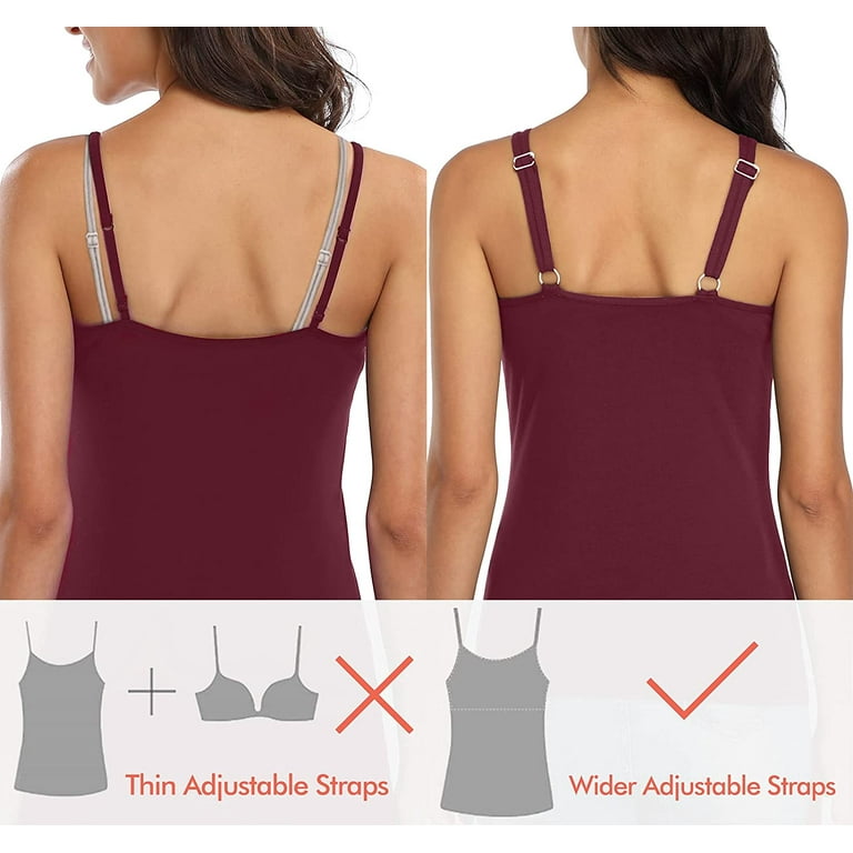 Asoul Women Cotton Camisole With Shelf Bra Wider Adjustable Straps Basic  Tank Tops for lady 