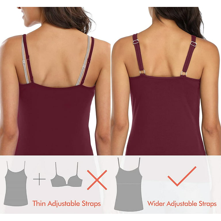 Women's Cotton Camisole With Shelf Bra Wider Adjustable Straps