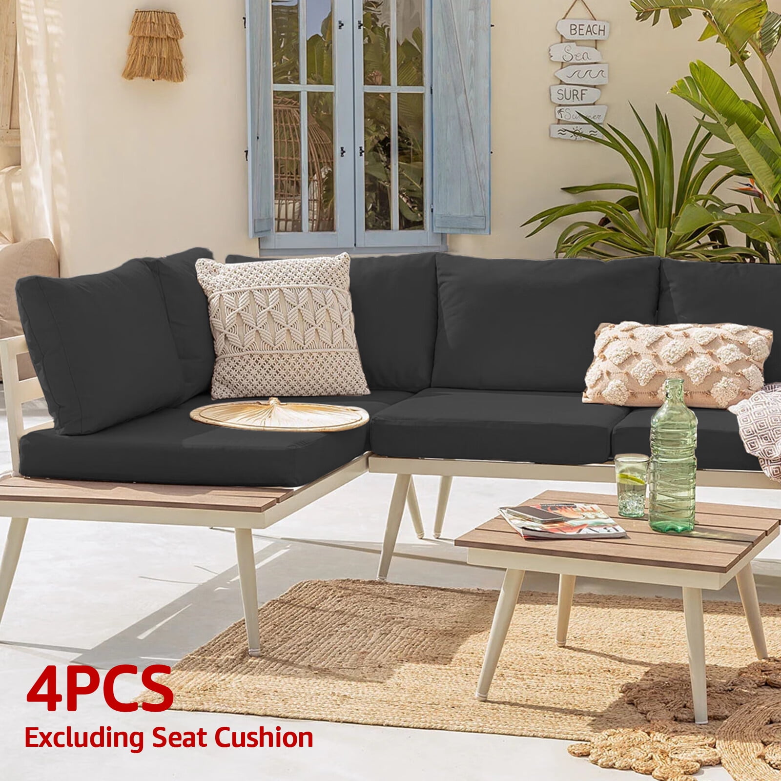 Relax love 4Pcs Patio Seat Cushion Covers Waterproof Patio Chair Cushion Cover Replacement Outdoor Cushion Slicovers with Zipper Dust-Proof for Backyard 60x60x10cm