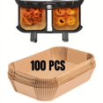 thumbnail image 1 of Air Fryer Paper Liners Disposable Oil-Proof Waterproof Baking Paper Round Square And Rectangle Parchment Kitchen Party Supplies,100pcs Rectangle, 1 of 11