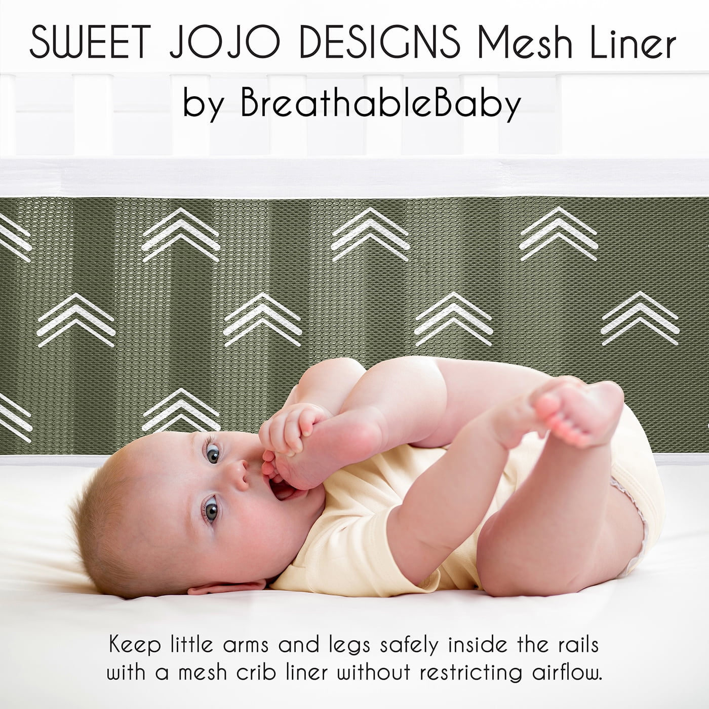 Sweet Jojo Designs + BreathableBaby Diamond Tuft Hunter Green Boy, Girl, Unisex/Gender Neutral Breathable Mesh Crib Liner