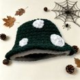 thumbnail image 2 of OOOUM Adult Mushroom Design Crochet Bucket Hat Handmade Knit Foldable Hat Soft Warm Outdoor Travel Sun Hat For Women Men Dark Green, 2 of 4