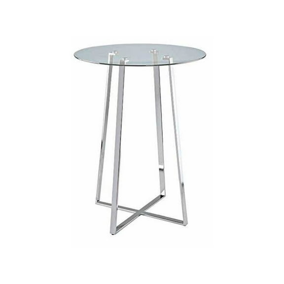 Bar Table with Clear Glass top and Chrome Base