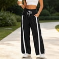 thumbnail image 5 of hotojiny Wide Leg Pants for Women Fashion High Waist Side Striped Baggy Sweat Pants Drawstring Athletic Casual Pants(Black,Small), 5 of 6