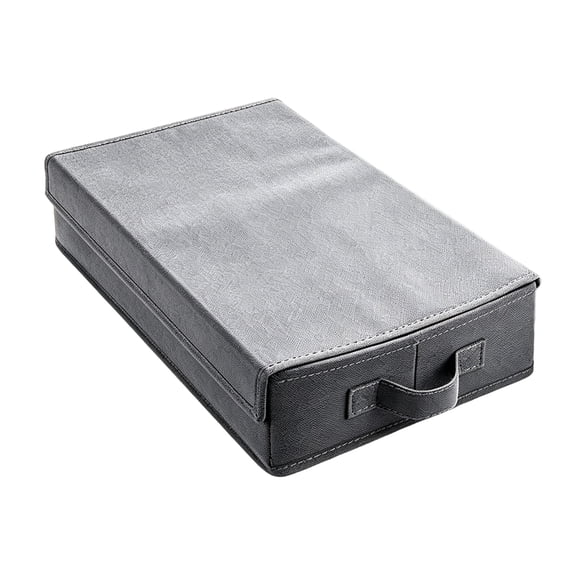 Cassette Tape Storage Box Woven Fabric Lid Covered Media with Divider Carry Handle Foldable Bin for Shelves Cabinet