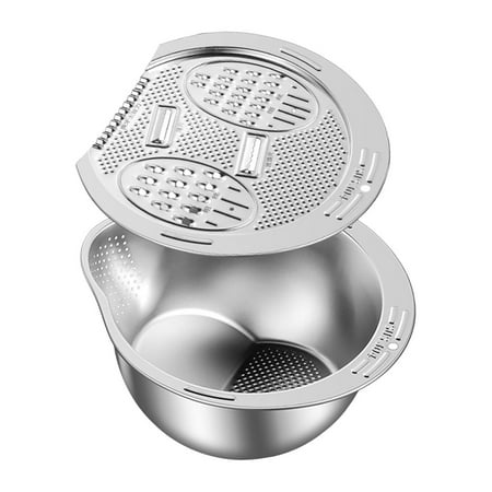 

Small Rice Washing Bowl With Strainer Washer Bowl Stainless Steel Side Drainers Colander For Cleaning Fruits Vegetables And Versatile Kitchen Tool
