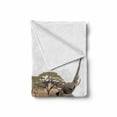 thumbnail image 2 of Animal Soft Flannel Fleece Throw Blanket, s on Savannah Graphic Image Animals in Habitat Safari Wildlife, Cozy Plush for Indoor and Outdoor Use, 50" x 60", White Brown, by Ambesonne, 2 of 6