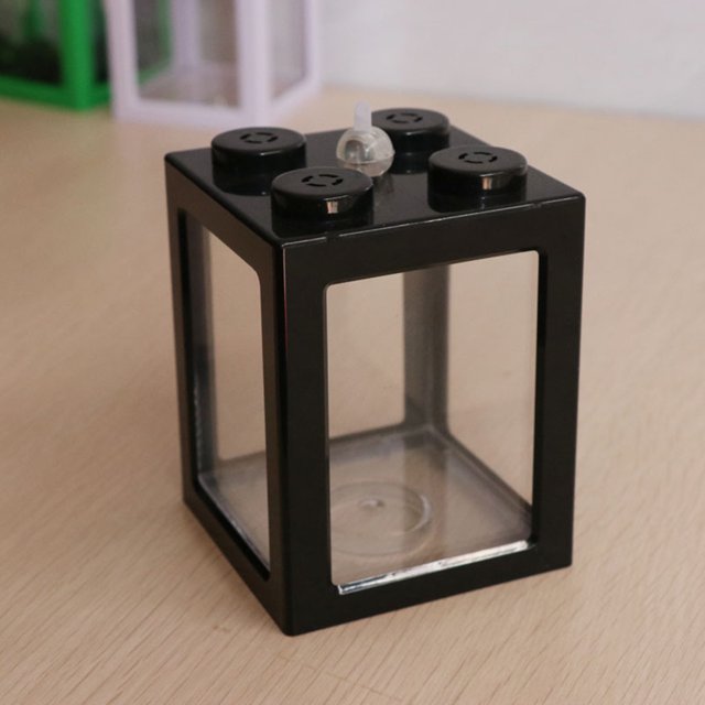 Acrylic Fish Bowl Office Ornamental Transparent Desktop Ecology Box with Light