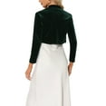 thumbnail image 3 of INSPIRE CHIC Velvet Shrugs for Women's Long Sleeve Open Front Cardigan Cropped Bolero Jacket M Green, 3 of 6