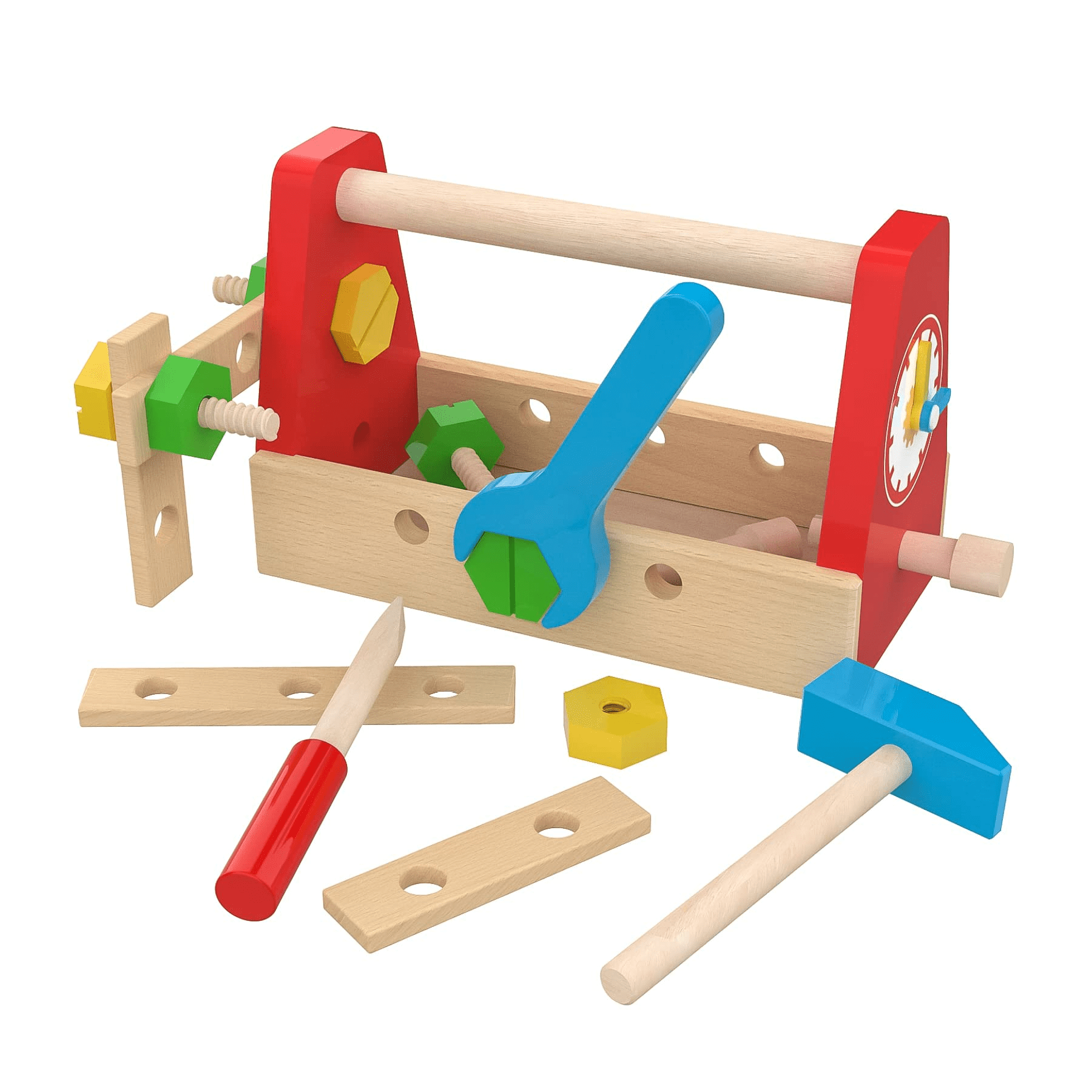Woodenland Wooden Tool Box Toy for Toddlers, Fix It Tool Kit