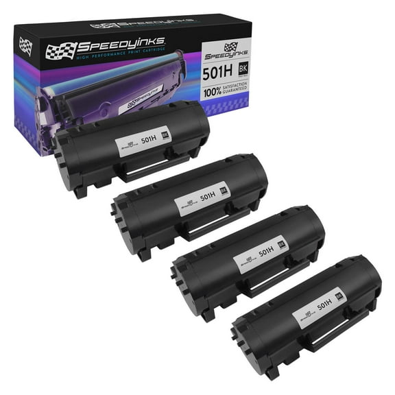 SPEEDYINKS Compatible Toner Cartridge Replacement for Lexmark 501H 50F1H00 High Yield (Black, 4-Pack)