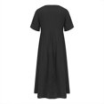 thumbnail image 5 of Sakmal Long Shirt dresses for Women 2025 V Neck Short Sleeve Black Dresses ,Sizes S-2XL, 5 of 5