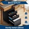 thumbnail image 4 of 3-Drawer Metal Filing Cabinet with Lock, Office Filing Cabinet, Steel Drawer Storage Cabinet, Compact Office Organizer Suitable for Home Office File Storage, 4 of 7