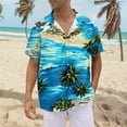 thumbnail image 2 of NAMTYQX Hawaiian Shirts for Men Short Sleeve Lightweight Button Up V Neck Casual Plus Size Textured Patterned Going Out Tops Blue Size 5XL, 2 of 5