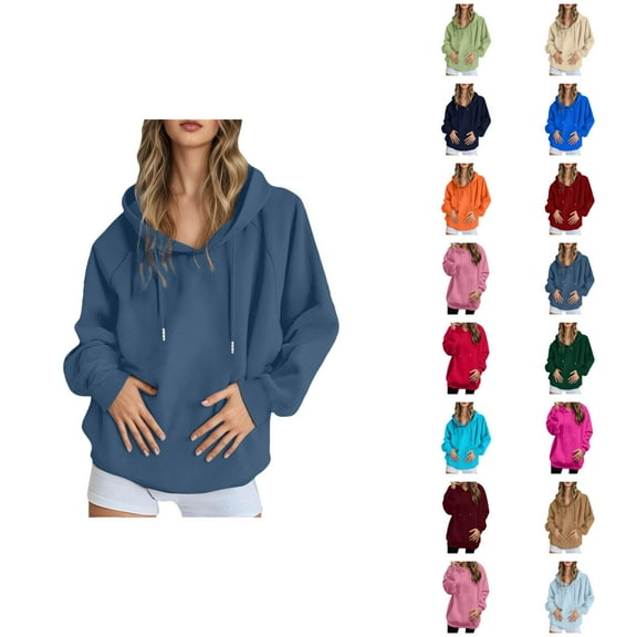 Trendy Tops for Women 2025 Women's Solid Color Sweatshirt Women's Casual Pullover Hoodie Solid Color Raglan Sleeve Comfortable Sweatshirt Lightweight Warm Hooded Jacket For Everyday Wear