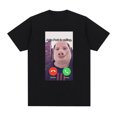 thumbnail image 1 of Camiseta divertida con el texto "John Pork Is Calling" y "Responder Call Ph", diseño gráfico humorístico de cerdo, camisetas extragrandes para amantes de los animales., 1 of 7