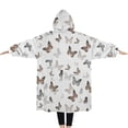 thumbnail image 2 of Oversized Wearable Blanket Hoodie,White Butterfly Pattern Sherpa Blanket Hoodie with Super Pockets,Super Warm Fuzzy Pullover for Women & Men, 2 of 6