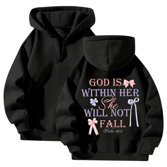 Women's Zip Up Hoodie Casual Bow Print Sweatshirt Comfortable Pullover For Daily Wear With Jeans In Spring Fall Winter