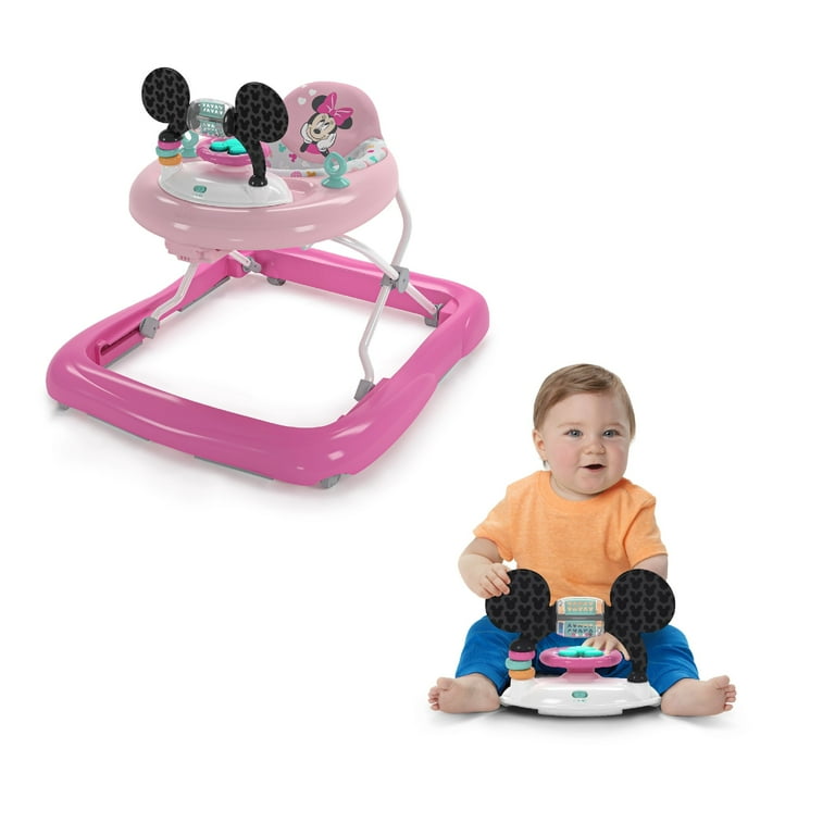 Disney Baby 2 in 1 Adjustable Baby Walker with Activity Station Minnie Mouse by Bright Starts Walmart