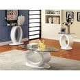 thumbnail image 3 of Furniture of America Table d'Appoint Ronde en Verre Blanc, 3 of 3