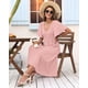 thumbnail image 5 of Vestido AUSELILY para mujer, cuello en V, manga corta, 3XL, rosa, 5 of 6