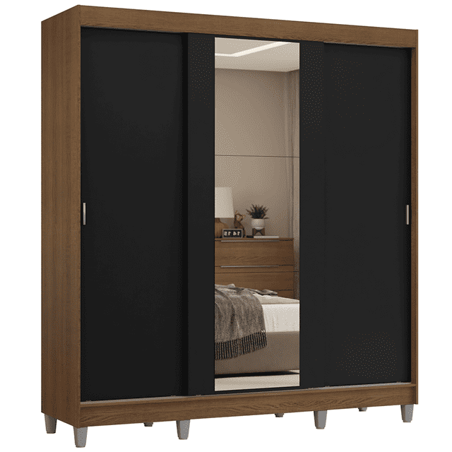 Ropero Closet Madesa Reno 3 Puertas 1 Espejo Con Pies MN 02