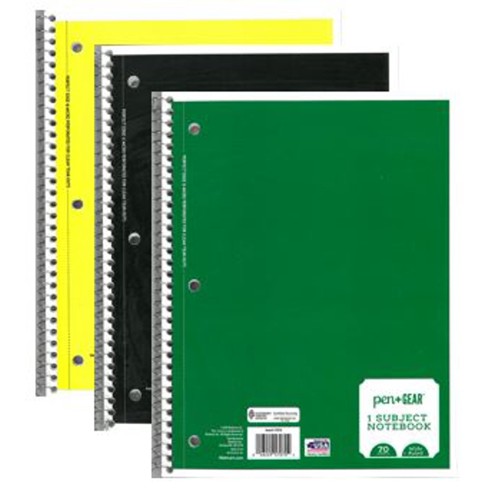 Pen + Gear 1 Subject Notebook, Wide Rule, 3 Count