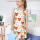thumbnail image 4 of Balery Cute Fox with Heart Camisón de princesa para niñas, pijama de algodón con mangas abullonadas, suave y bonito.-Large, 4 of 6