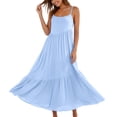 thumbnail image 2 of TaTaai Women's 2026 Summer Spaghetti Strap Ruffled Asymmetric Solid Maxi Dress Loose Beach Sundress for Daily & Vacation Gift, 2 of 9