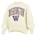 thumbnail image 2 of Women's Pressbox Natural Washington Huskies Oversized Waist-Length Crewneck Sweatshirt, 2 of 3