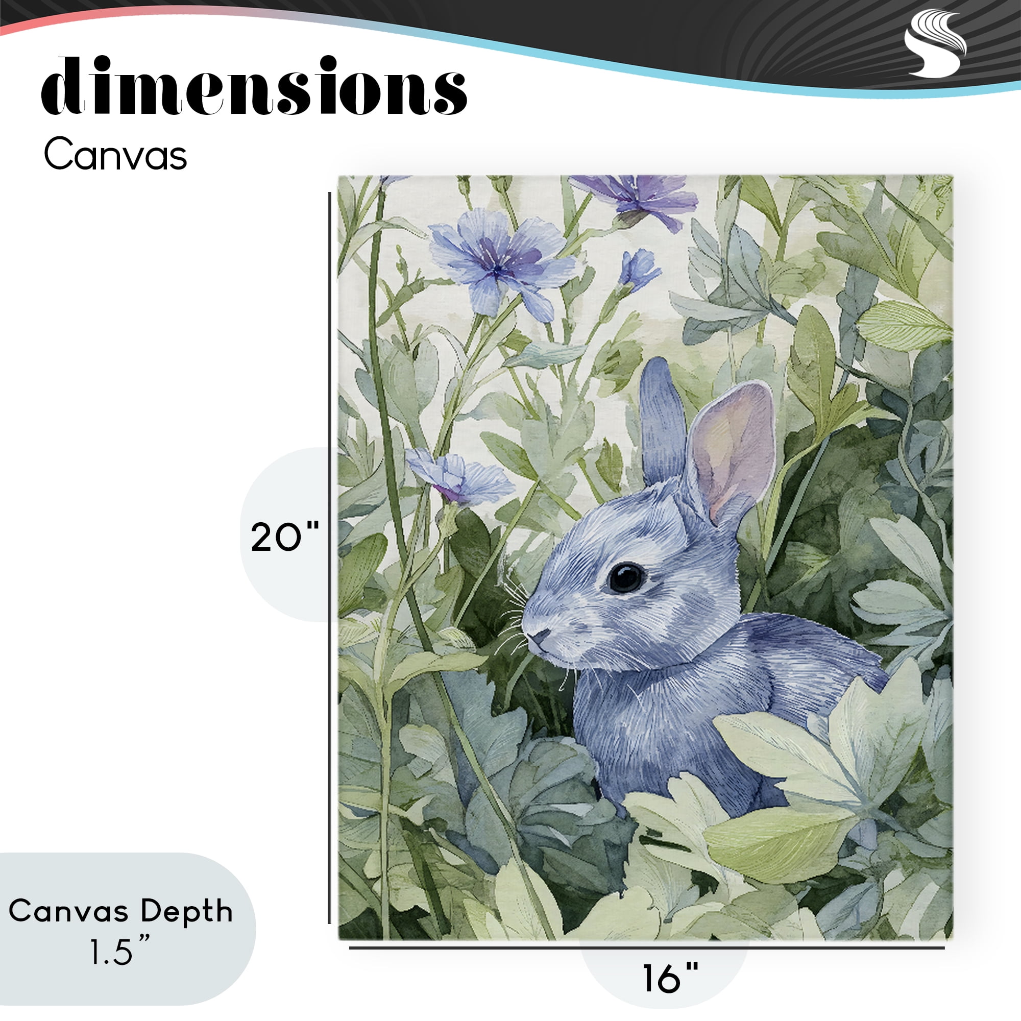 Stupell Industries Blue Bunny Among Leaves Canvas Wall Art, design by Franklyn Gregory