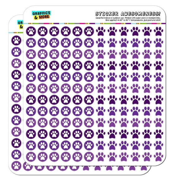 Paw Print Dots Planner Calendar Scrapbooking Crafting Stickers - Purple
