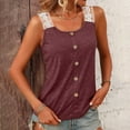 thumbnail image 2 of up to 60% off Gifts wycnly Womens Tank Tops Breathable Comfy Button Down Elegant Lace Trim Tunic Vest Summer Trendy Solid Scoop Neck Sleeveless Shirts Blouse Wine XXXL, 2 of 6