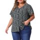 thumbnail image 4 of Blusas de talla grande para mujeres Agnes Orinda para el Día de la Madre, camisas de botones florales, tops de cuello en V, blusas de manga con volantes, top casual 2X negro y púrpura, 4 of 6