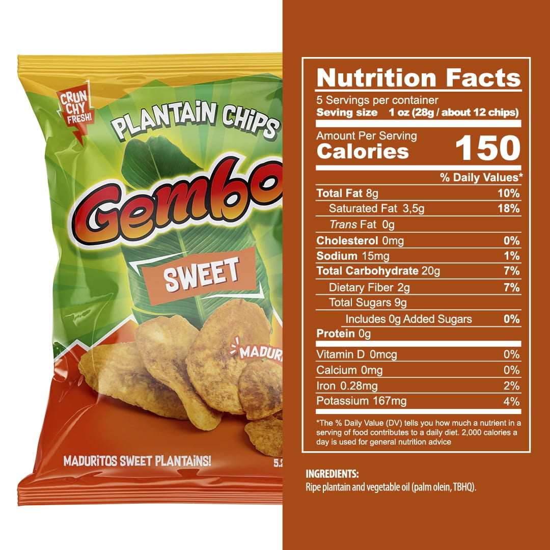 Gembos Sweet Maduritos Plantain Chips, 5.29 oz, 6 Pack